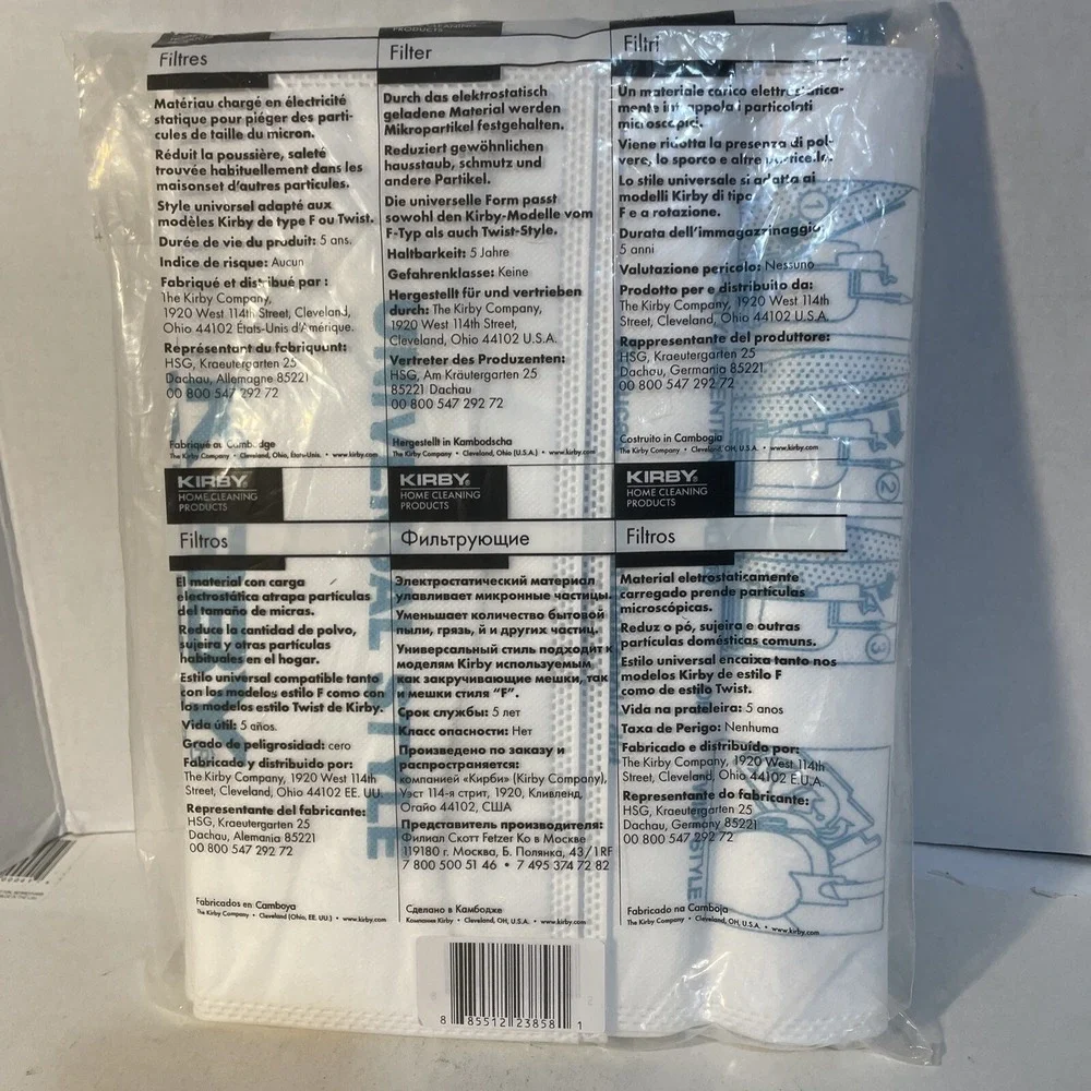 6 Genuine Kirby Micron Magic HEPA Filtration Vacuum Bags 204811 Style F & Twist
